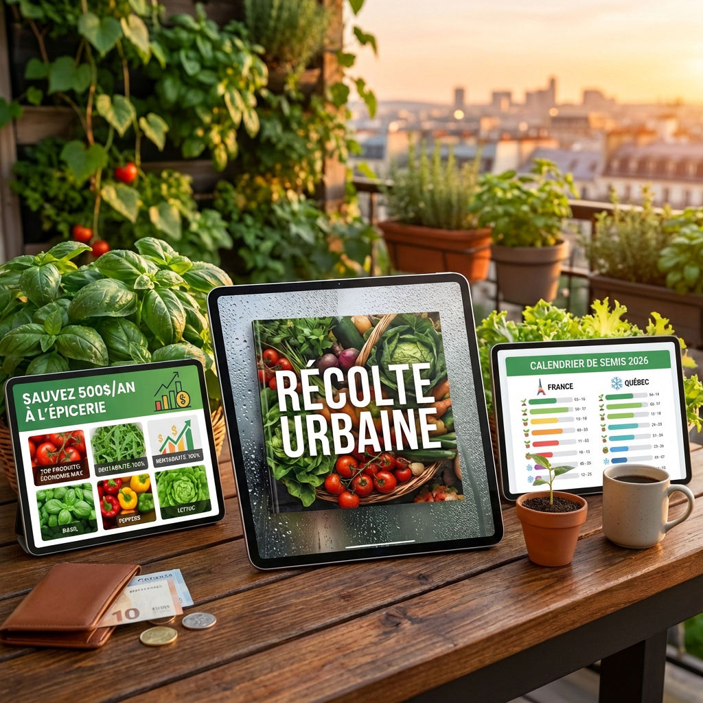 RÉCOLTE URBAINE + BONUS 1 : Calendrier Semis 2026 + BONUS 2 : Guide "Sauvez 500$/an"